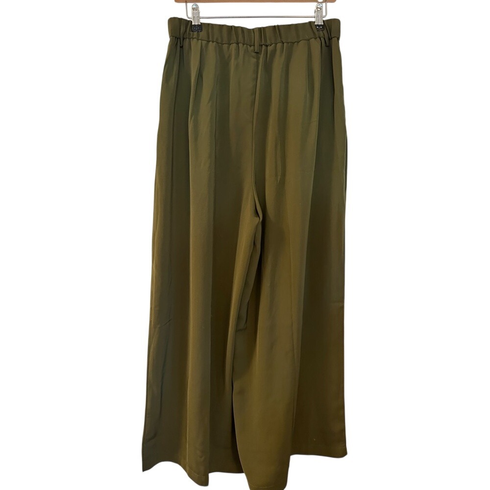 Tronjori Olive Green Wide Leg Pleated Palazzo‎ Pants Size L - Picture 5 of 5